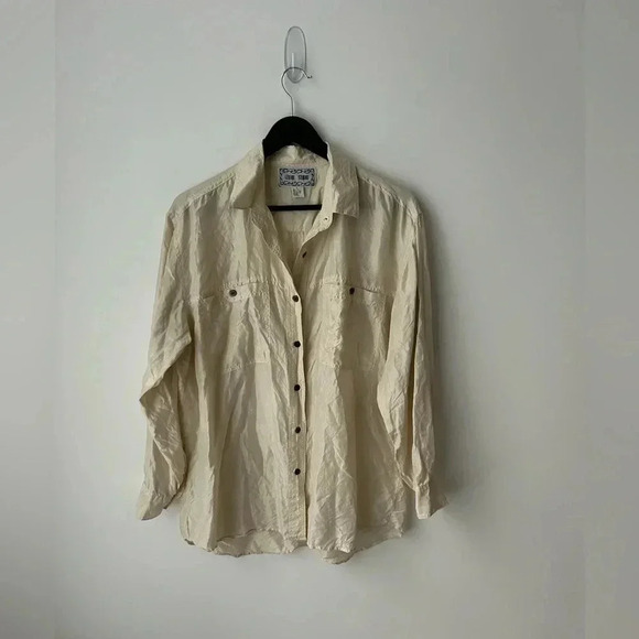 Vintage 100% silk  blouse minimalist - Picture 1 of 11